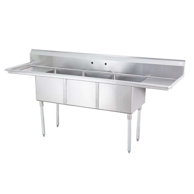 SINK : 3 BOWL 2 DRAINBOARD - 18" - RIGID