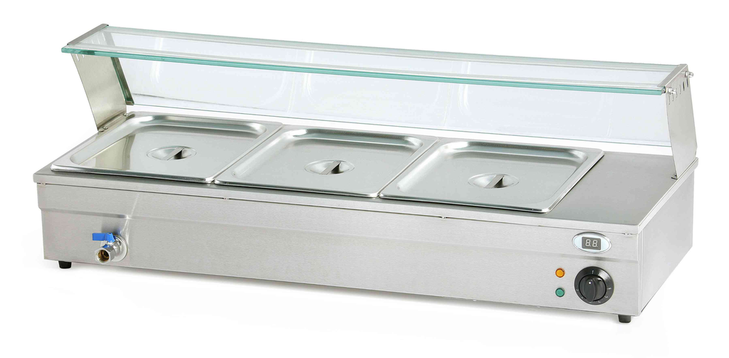 WARMER : STEAM - 3 HALF PAN (W/ GLASS) - RIGID