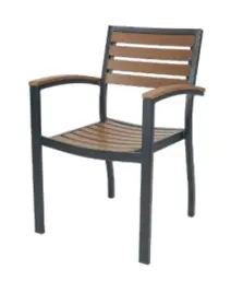 CHAIR - DINE : OUTDOOR W/ ARMS - BROWN