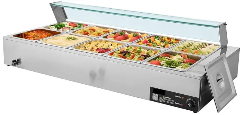 RIGID - STEAM WARMER : 6 FULL PAN (W/ GLASS) 