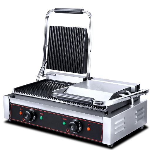 [UN-HEG-813E] RIGID - PANINI PRESS - GROOVED : 2 BURNER