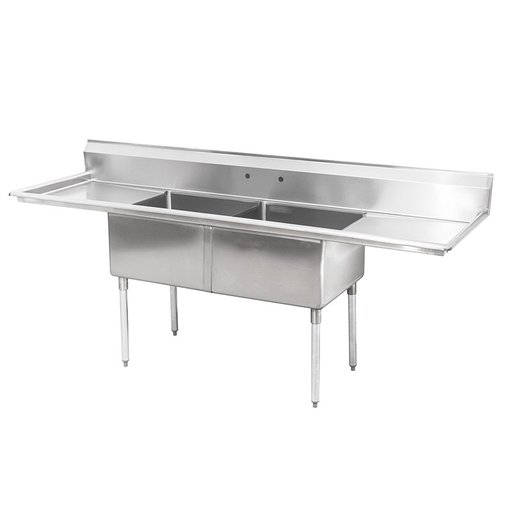[HE-S2C1824-14L+R-16G] SINK : 2 BOWL 2 DRAINBOARD - 18" - RIGID