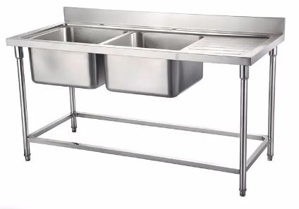 [SA-STR187BR2] RIGID - SINK - 2 BOWL LEFT DRAIN-BORAD